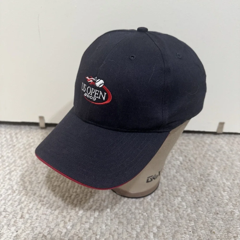 US Open Tennis Hat Cap Strap Back One Size USTA Mens 2009 Flame Ball Sports